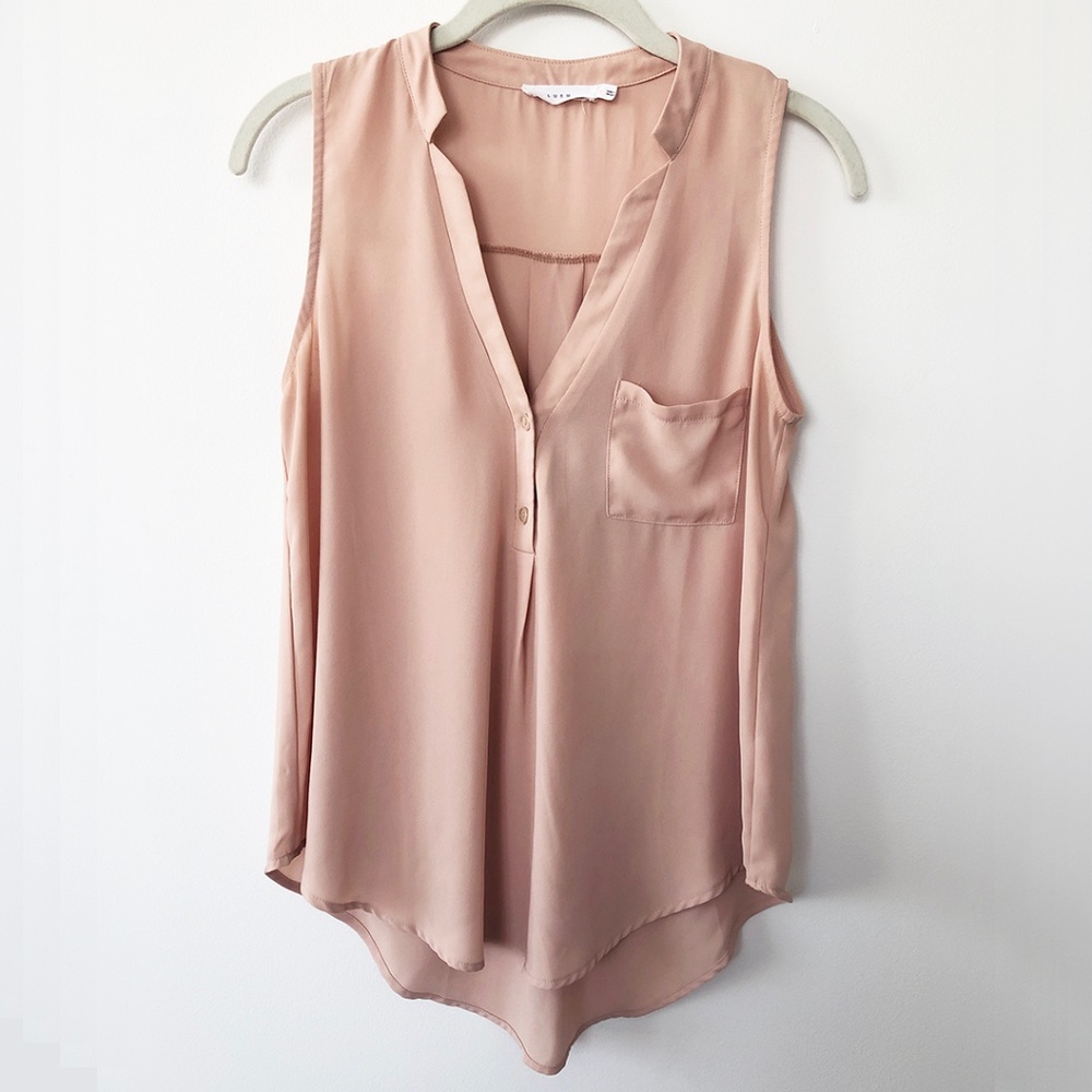 Nordstrom Lush Pink Peach Sleeveless Flowy Blouse, Small